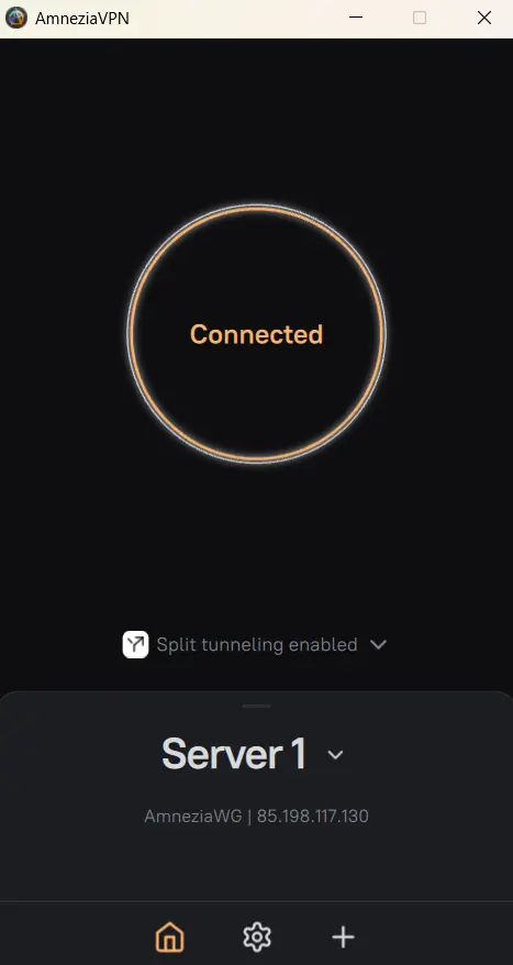Изображение основного окна приложения со статусом Подключено